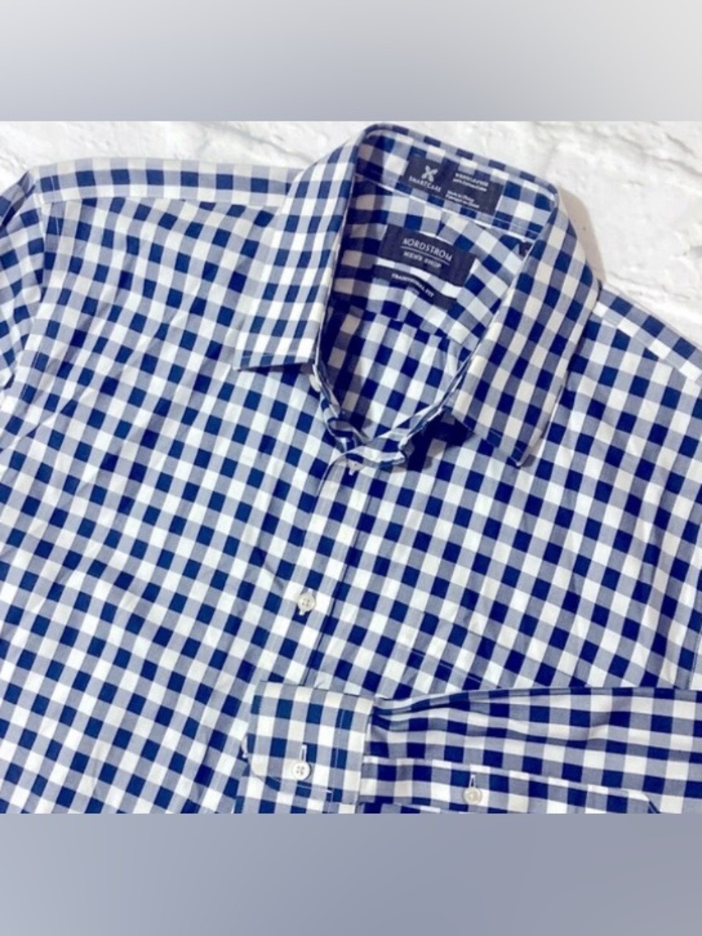 Nordstrom Traditional Fit Gingham Plaid Shirt Mens Size 16-34 Wrinkle Free